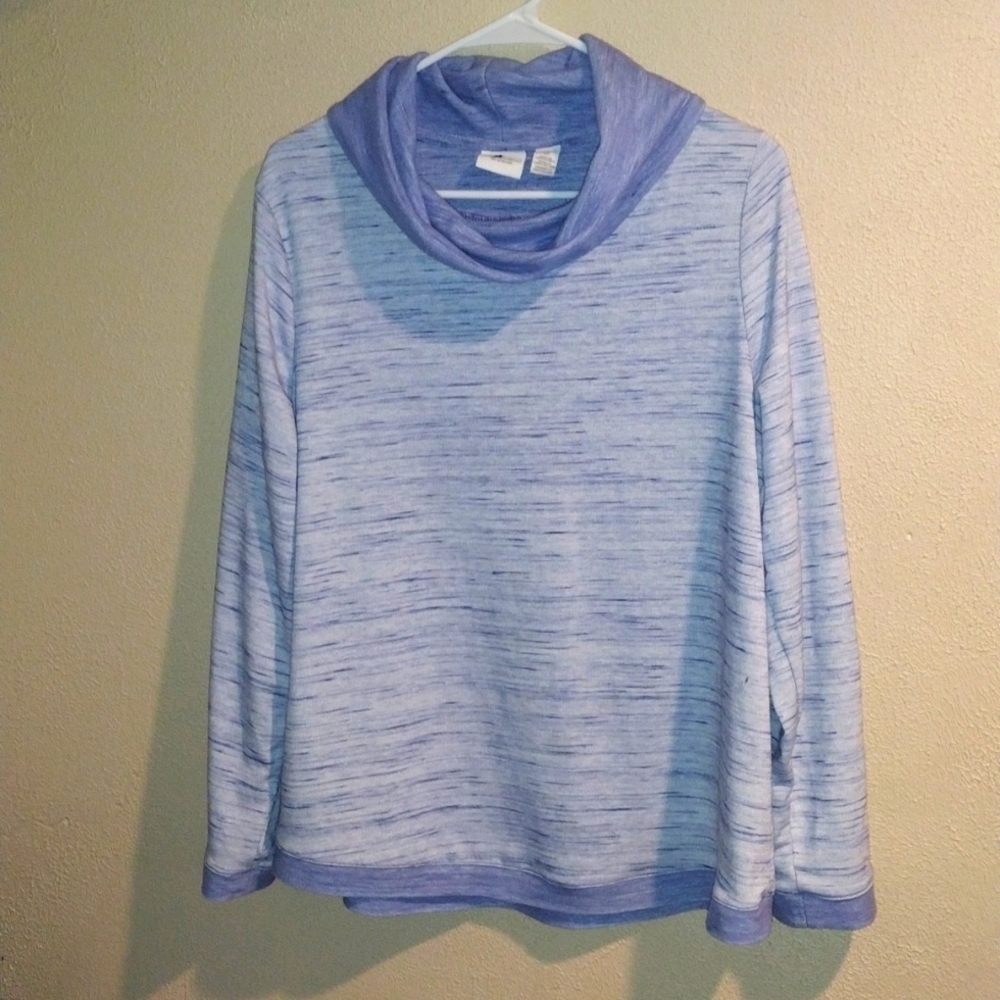 Chicos Weekends By Blue cowl neck pullover top Chicos size 2/L